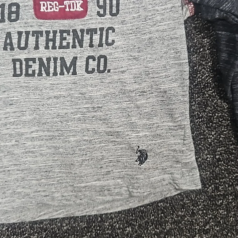 U.S. Polo Assn. Size 7 Grey & Burgandy Long Sleeve Tee Shirt T-Shirt